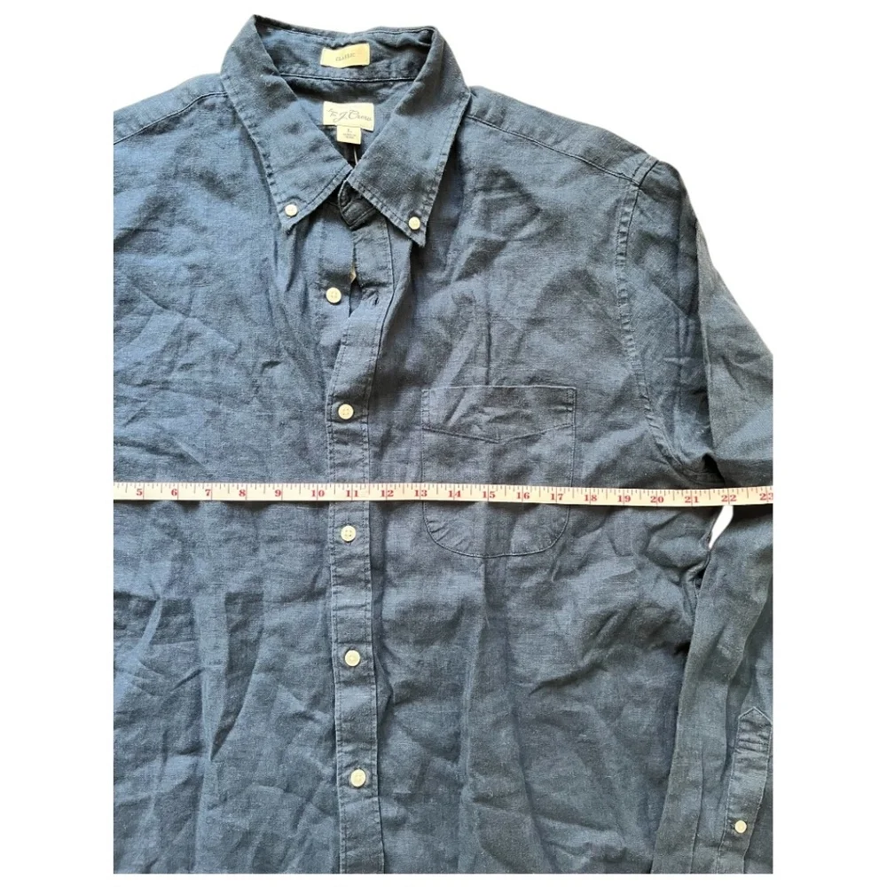 J Crew Irish Linen Blue Button Down Oversized Shirt Size Large - Picture 4 of 9